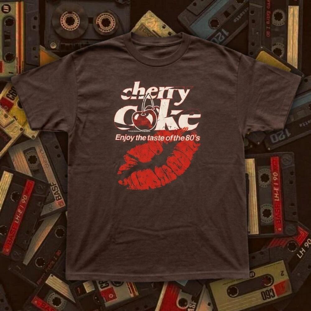 Cherry Coke Enjoy The Taste Of The 80S Brown T-Shirt - Picture 1 of 4